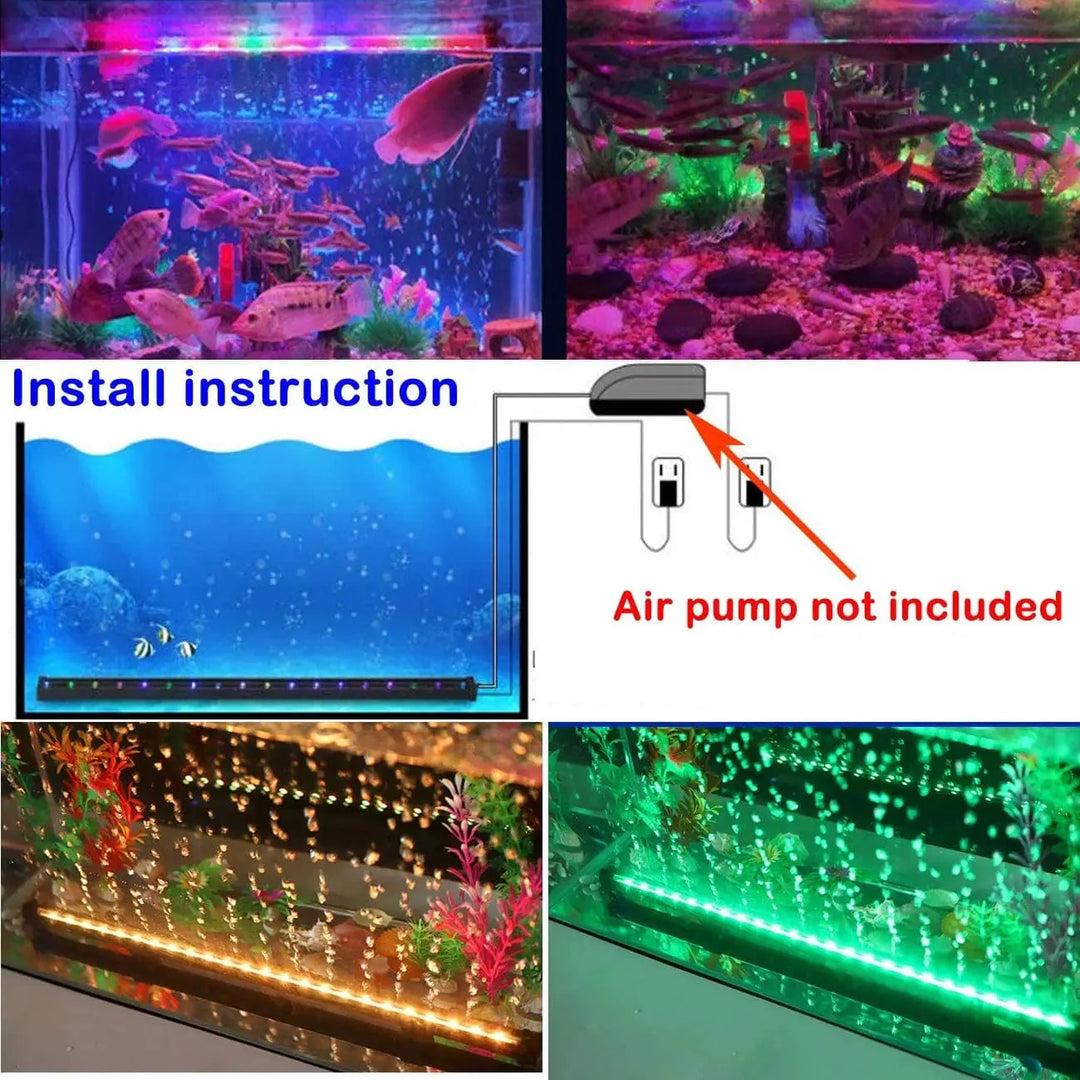 LED Luftbobbel Lys Akvarium Lamp Undervann Submersible Fisk Tank Lys Farge Endring Lager Oksygen for Fisk Tank | Luvikno