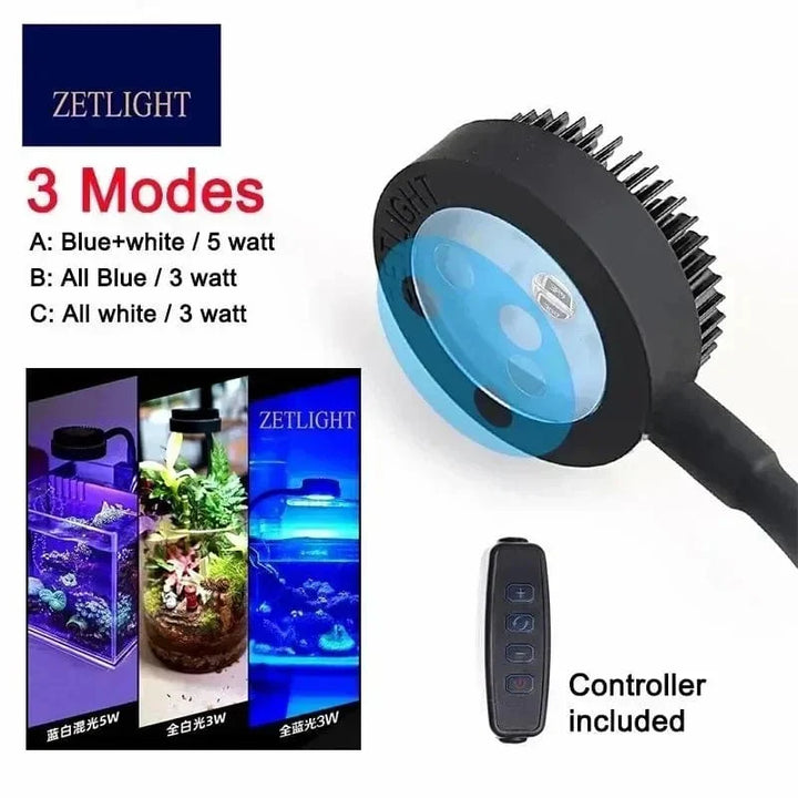 Zetlight LED lampe M1 LED Full Spectrum Nano Lite Akvarium Fiskebowl Sjøvann Saltvann Marine Korallrev LED og plante Lys | Luvikno