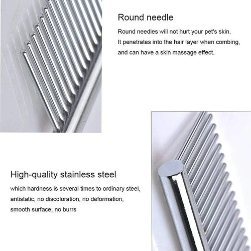 Pet Dematting Comb Rustfritt Stål Pet Grooming Kamm for Hunder og Katter Fjerner Skånsomt Løs Underull Loppkamm Pretty&Better | Luvikno