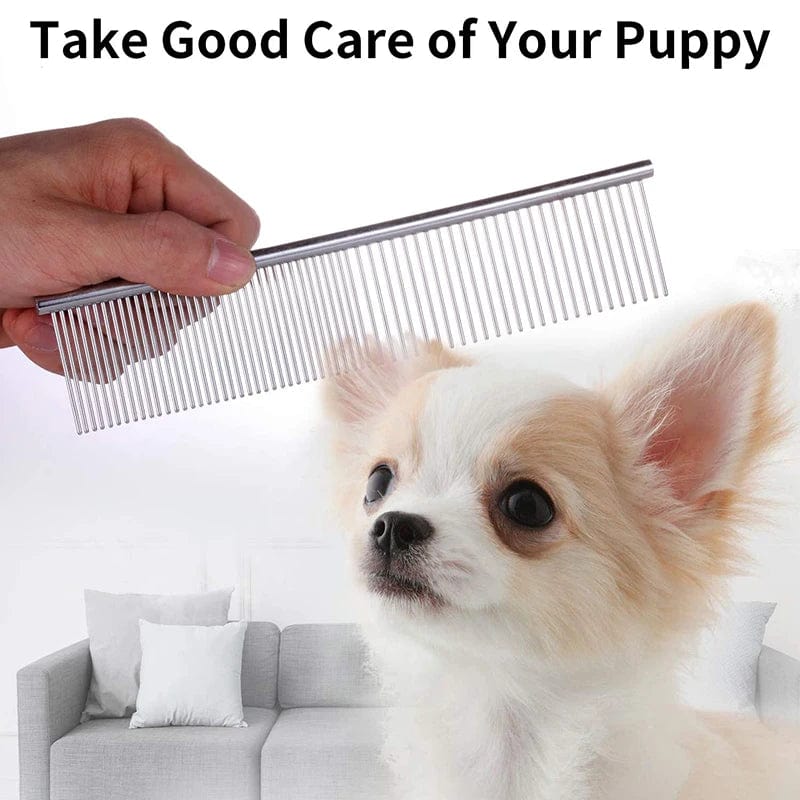 Pet Dematting Comb Rustfritt Stål Pet Grooming Kamm for Hunder og Katter Fjerner Skånsomt Løs Underull Loppkamm Pretty&Better | Luvikno