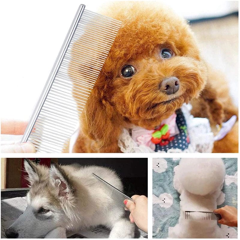 Pet Dematting Comb Rustfritt Stål Pet Grooming Kamm for Hunder og Katter Fjerner Skånsomt Løs Underull Loppkamm Pretty&Better | Luvikno