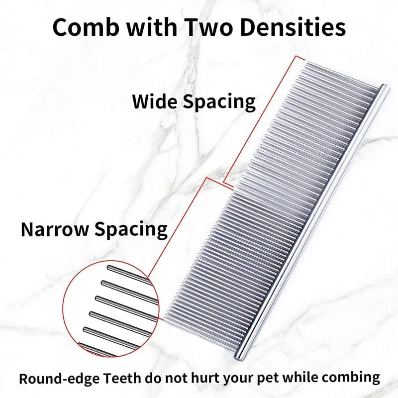 Pet Dematting Comb Rustfritt Stål Pet Grooming Kamm for Hunder og Katter Fjerner Skånsomt Løs Underull Loppkamm Pretty&Better | Luvikno
