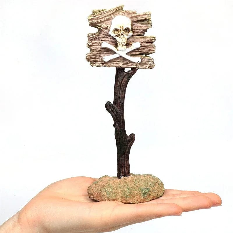 Resin Akvarium Dekorasjoner Ornamenter Kunstig Hai Advarselsskilt Landskapspleie Tilbehør for Fisketank Akvarium Bakgrunn | Luvikno