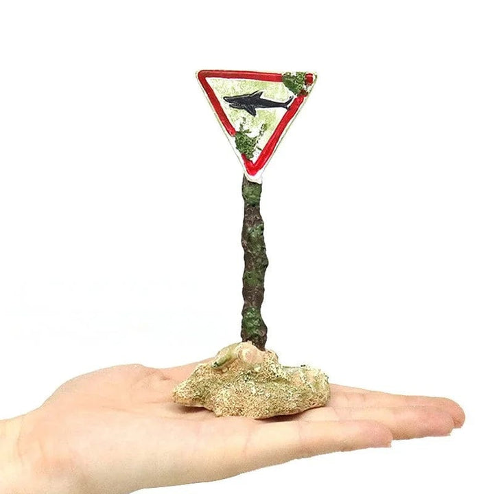 Resin Akvarium Dekorasjoner Ornamenter Kunstig Hai Advarselsskilt Landskapspleie Tilbehør for Fisketank Akvarium Bakgrunn | Luvikno
