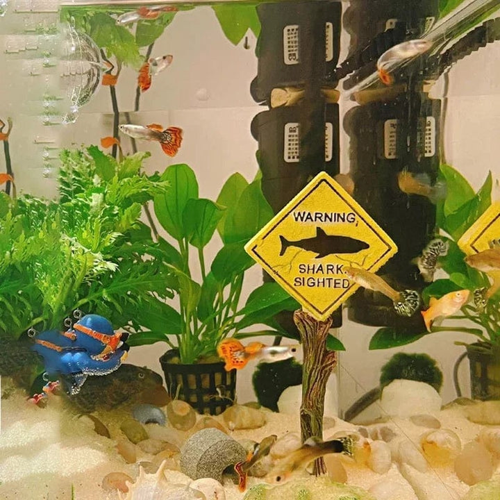 Resin Akvarium Dekorasjoner Ornamenter Kunstig Hai Advarselsskilt Landskapspleie Tilbehør for Fisketank Akvarium Bakgrunn | Luvikno