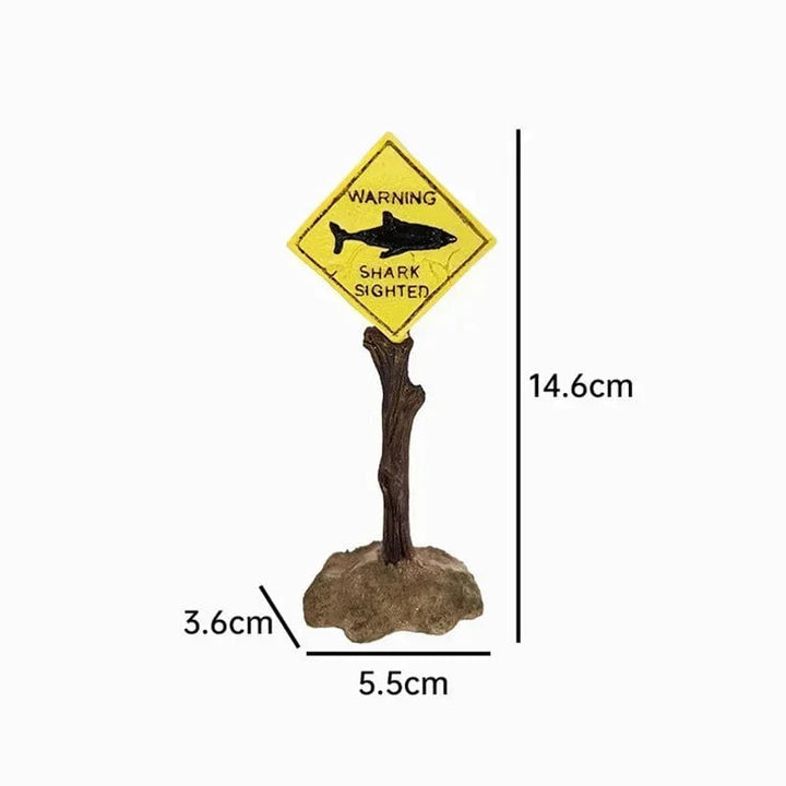 Resin Akvarium Dekorasjoner Ornamenter Kunstig Hai Advarselsskilt Landskapspleie Tilbehør for Fisketank Akvarium Bakgrunn | Luvikno
