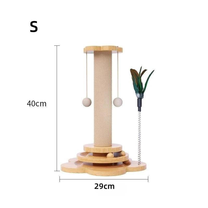 Pet Cat Toy Solid Wood Cat Turntable Funny Cat Stick Balls Durable Sisal Scratching Board Cat Supplies Cat Grab Column | Luvikno