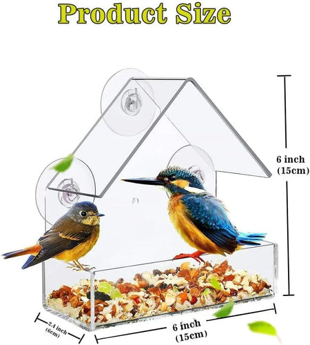 Acryl Klar Glass Vindu Bird Hanging Fôring Fuglehus Mat Fôring Hus Bord Frø Peanutt Sugekop | Luvikno