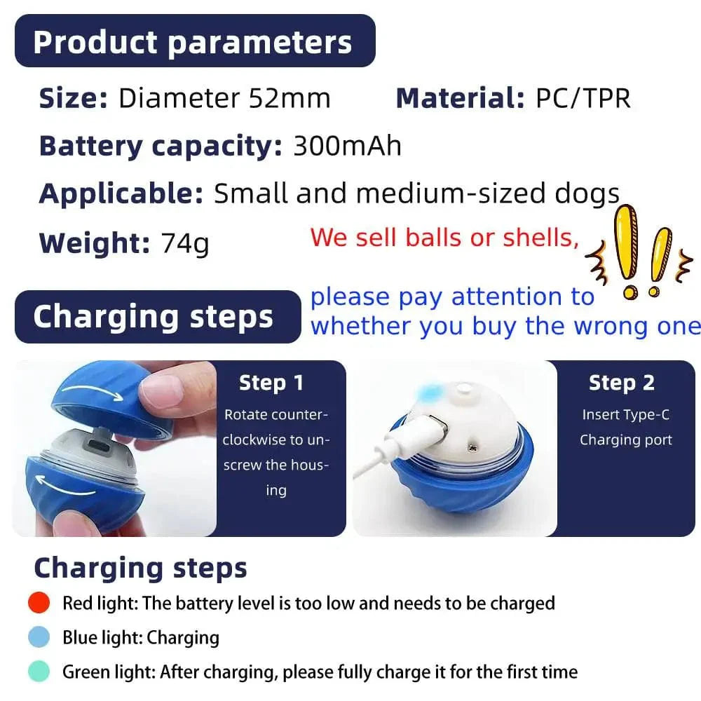 Smart Dog Toy Ball Elektronisk Interaktivt Kjæledyrleketøy Bevegelig Ball USB Automatisk Bevegelig Hoppende for Valp Fødselsdagsgave Katt Produkt | Luvikno