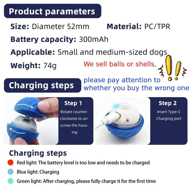 Smart Dog Toy Ball Elektronisk Interaktivt Kjæledyrleketøy Bevegelig Ball USB Automatisk Bevegelig Hoppende for Valp Fødselsdagsgave Katt Produkt | Luvikno