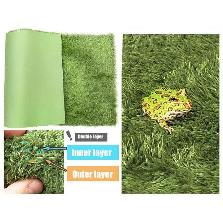 Tyk dobbel lag reptilkjæledyr mose teppemateriale frosk skilpadde slange gecko matter fuktighetsgivende falsk plen | Luvikno