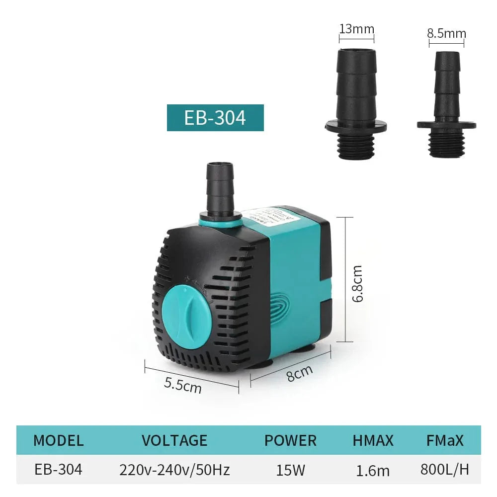 Ultra-Stille 3-60W Nedsenkbar Vannfontene Pumpe Filter Fiskedam Akvarium Vannpumpe Tank Fontene EU US 220V-240V | Luvikno