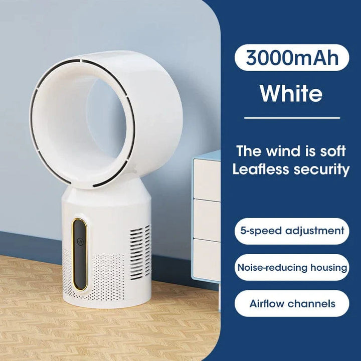 Desktop Bladeless Electric Fan Bordvifte 5-hastighets tårnvifte for baby kjøler luftkondisjonering USB oppladbar kjølevifte | Luvikno