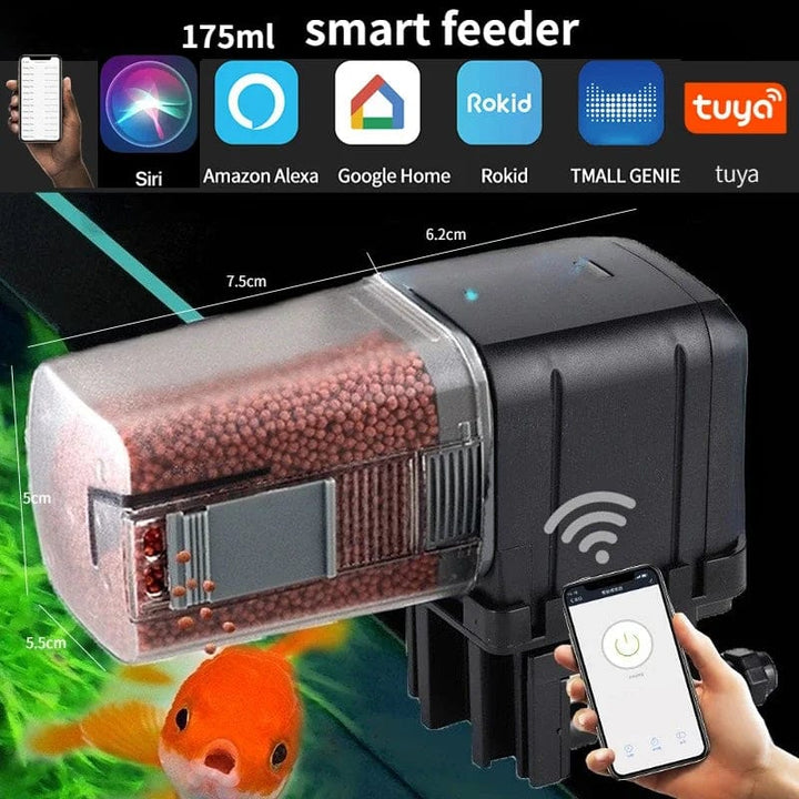 Automatisk akvariefisketankfôrer Timing/Wifi Trådløs smarttelefonapp Intelligent høyttaler stemmestyrt fjernkontroll fiske fôring | Luvikno
