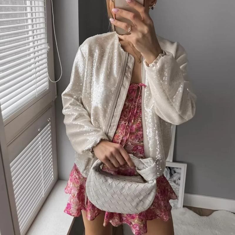 Luvik | Veste bomber à paillettes scintillantes