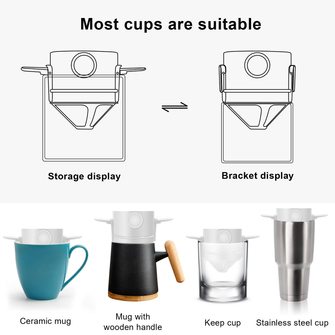 Bærbar sammenleggbar kaffefilter i rustfritt stål gjenbrukbar kaffetrakter | Luvikno