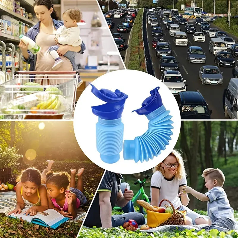 Luvikno | Mobil Urinal FlexRelief | Teleskopisk & Sammenleggbar | For Kvinner & Barn | 750 ml Kapasitet
