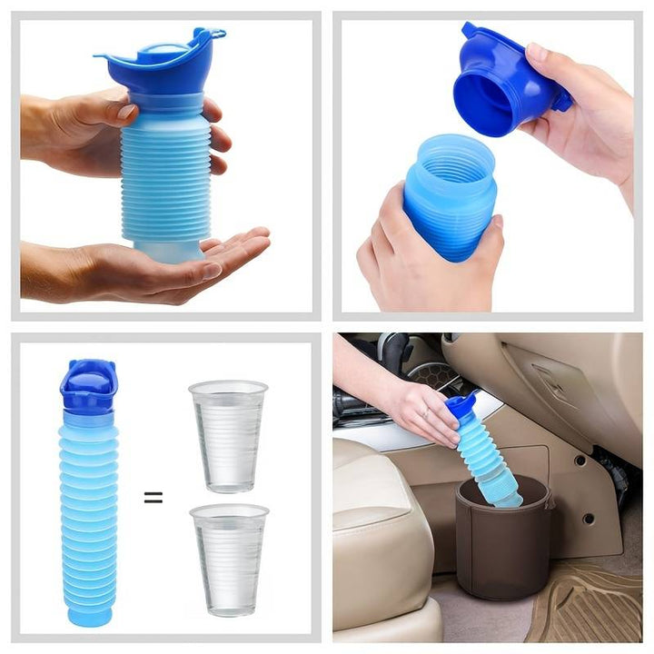 Luvikno | Mobil Urinal FlexRelief | Teleskopisk & Sammenleggbar | For Kvinner & Barn | 750 ml Kapasitet