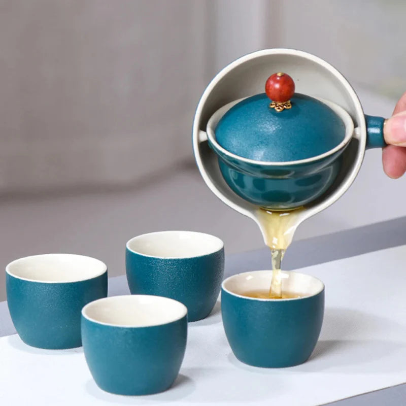 Bærbar roterende keramisk tekoker teinfuser med trehåndtak | Luvikno