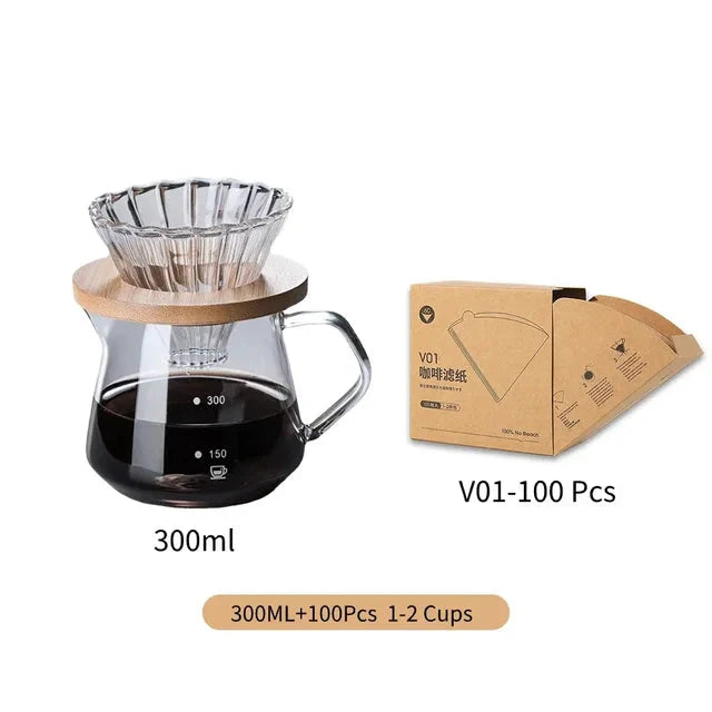 Pour Over Coffee Maker Set Glass Carafe Coffee with Glass Coffee Filter | Luvikno