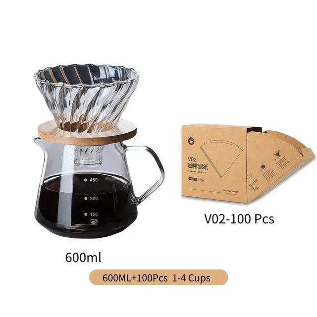 Pour Over Coffee Maker Set Glass Carafe Coffee with Glass Coffee Filter | Luvikno