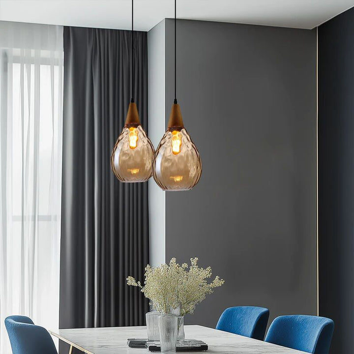 Vintage Tear Drop Glass Pendant Ceiling Light for Dining Room | Luvikno