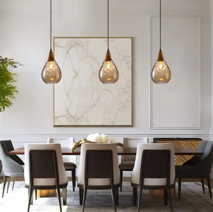 Vintage Tear Drop Glass Pendant Ceiling Light for Dining Room | Luvikno