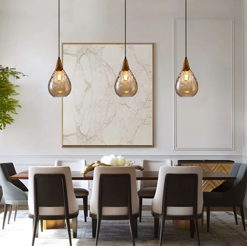 Vintage Tear Drop Glass Pendant Ceiling Light for Dining Room | Luvikno