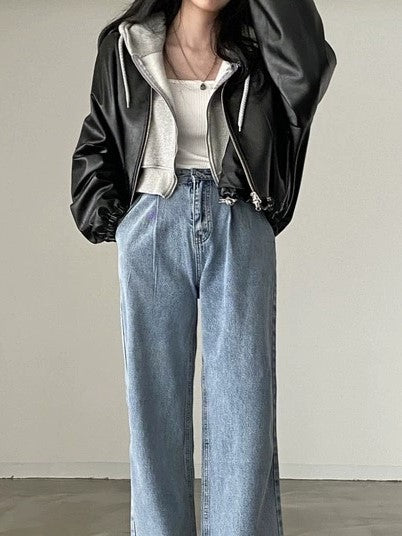 Luvik | Vintage Narukäytävä Vegan Nahkatakki, jossa Kaulus