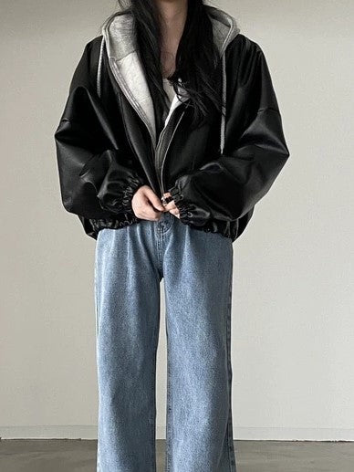 Luvik | Vintage Narukäytävä Vegan Nahkatakki, jossa Kaulus