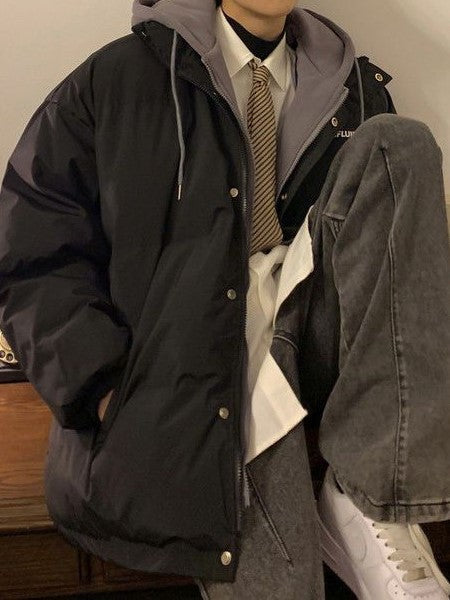 Luvik | Ylipitkä Väärennetty Kaksiosainen Puffer-takki Huoodilla