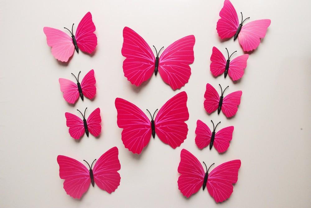 Butterfly 3D Veggklistremerker - 12 Stykker | Luvikno