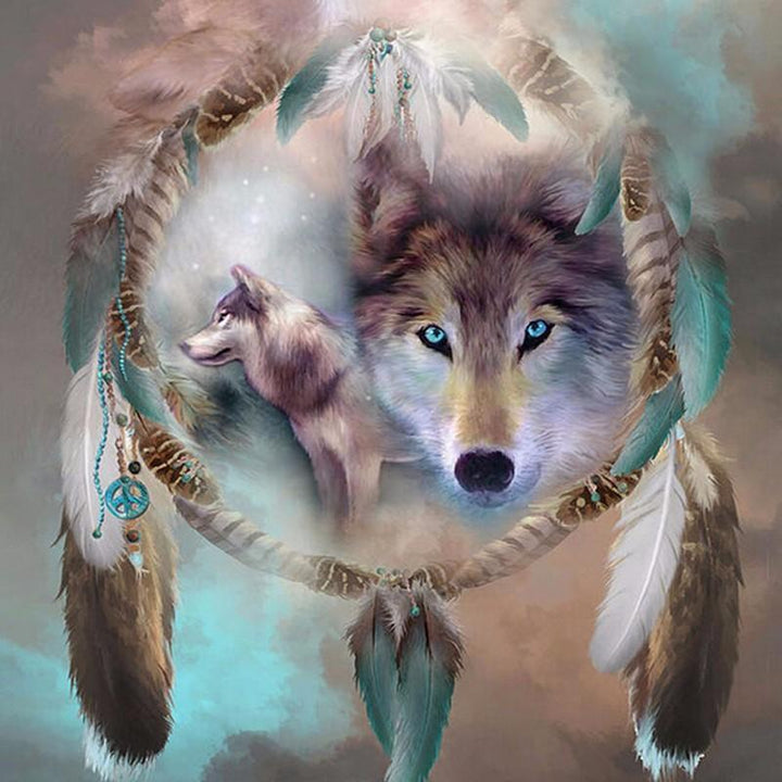 Wolf Dream Catcher - GemPaint Kit | Luvikno