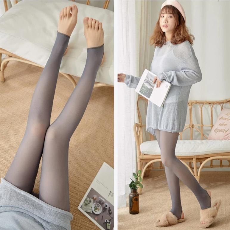 Fake Translucent Warm Fleece Strømpebukser | Luvikno