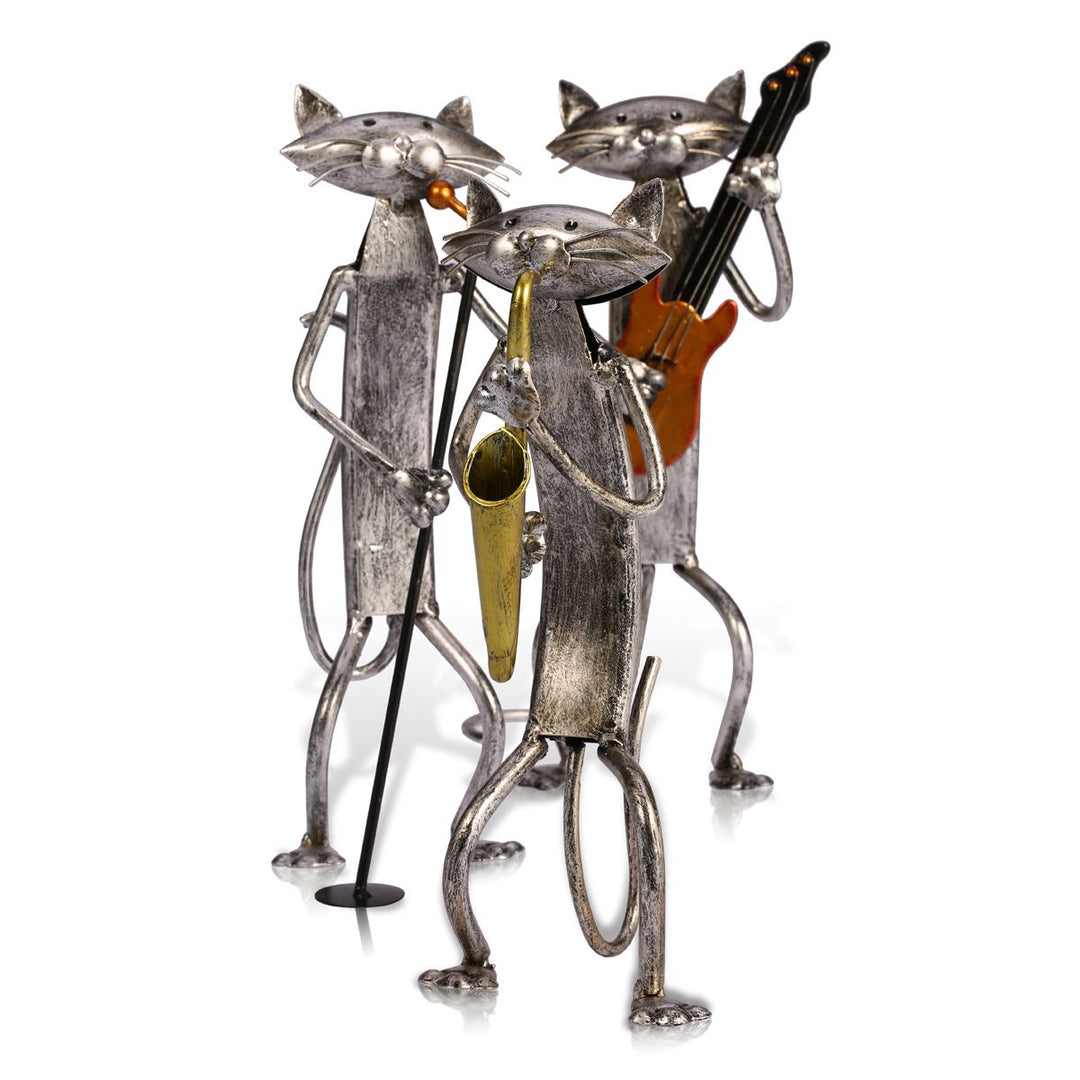 3 Mini Musiker Katter Moderne Skulptur | Luvikno