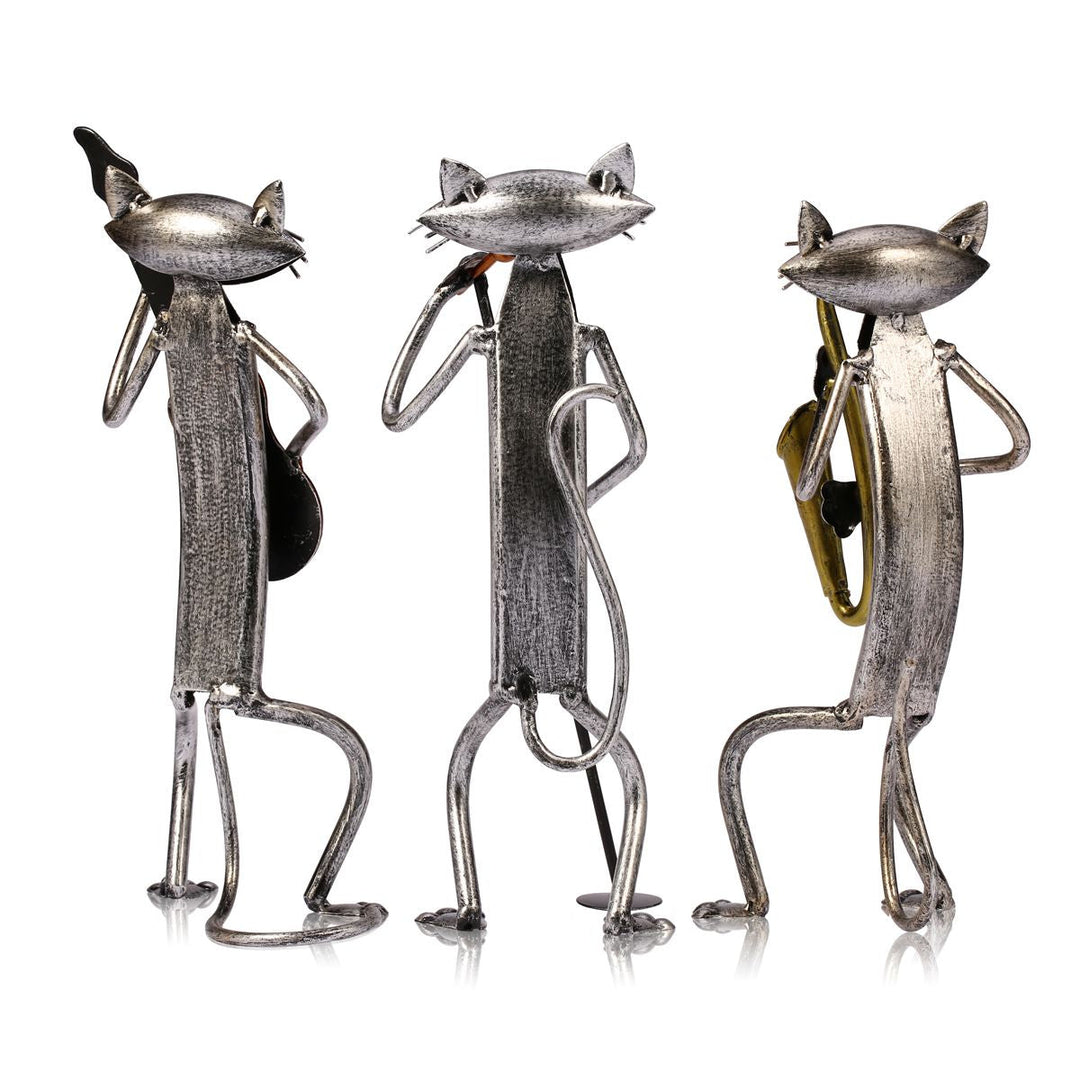 3 Mini Musiker Katter Moderne Skulptur | Luvikno