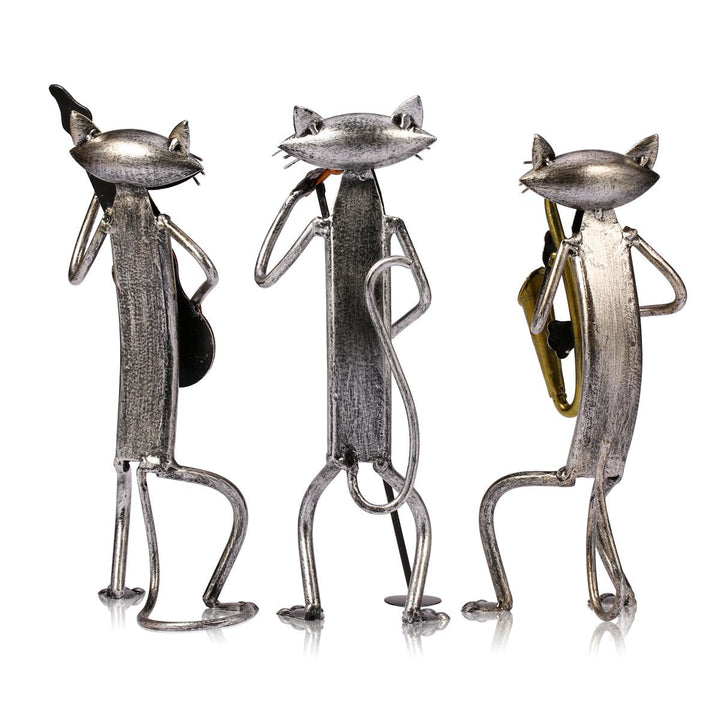 3 Mini Musiker Katter Moderne Skulptur | Luvikno