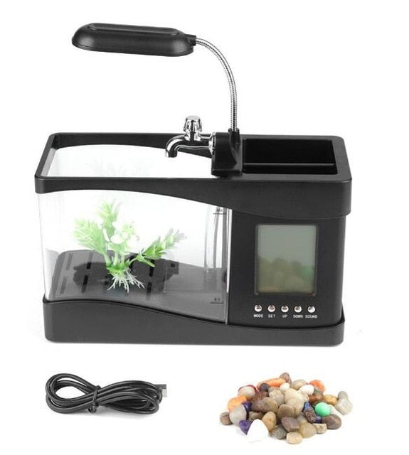 LCD Klok Mini Fiskebowling Akvarium | Luvikno