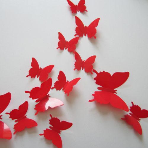 Butterfly 3D Veggklistremerker - 12 Stykker | Luvikno