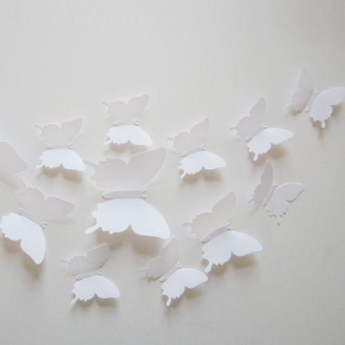 Butterfly 3D Veggklistremerker - 12 Stykker | Luvikno
