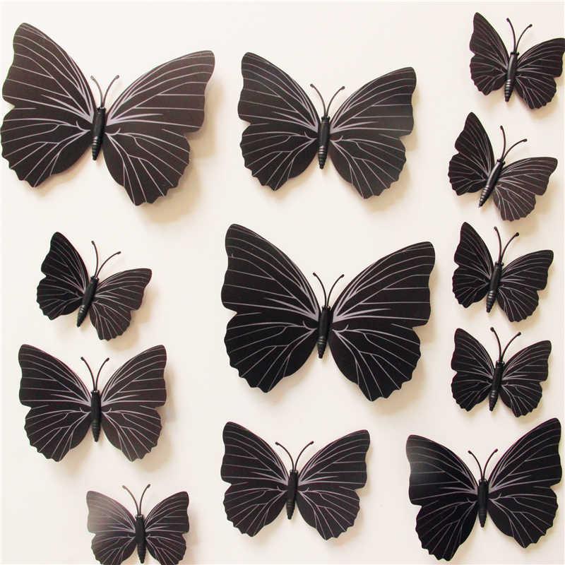 Butterfly 3D Veggklistremerker - 12 Stykker | Luvikno