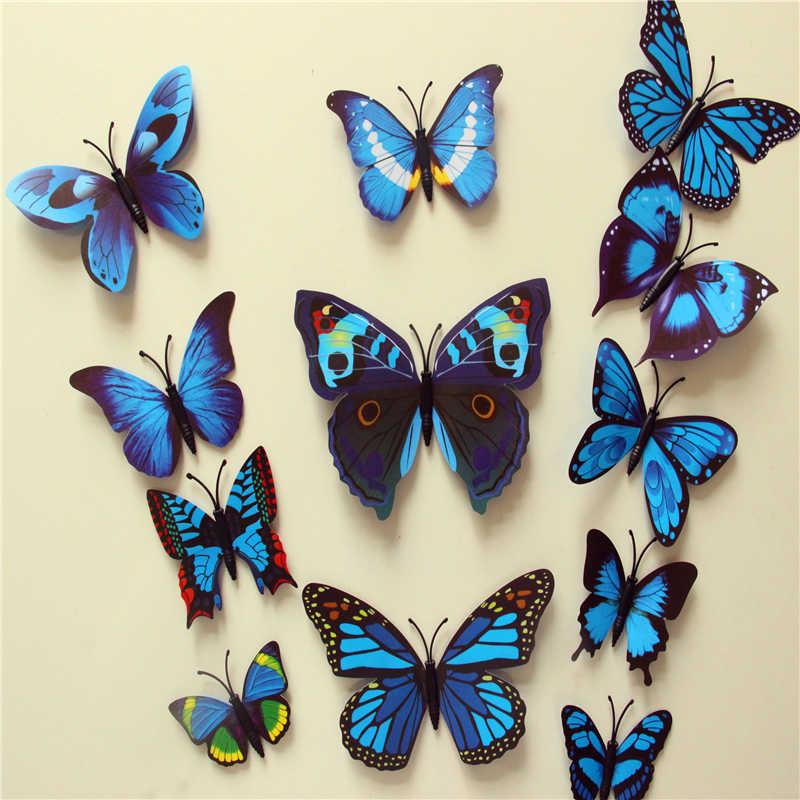 Butterfly 3D Veggklistremerker - 12 Stykker | Luvikno