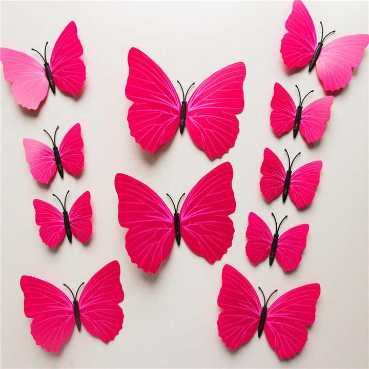 Butterfly 3D Veggklistremerker - 12 Stykker | Luvikno