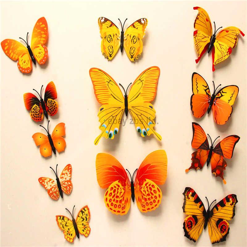 Butterfly 3D Veggklistremerker - 12 Stykker | Luvikno