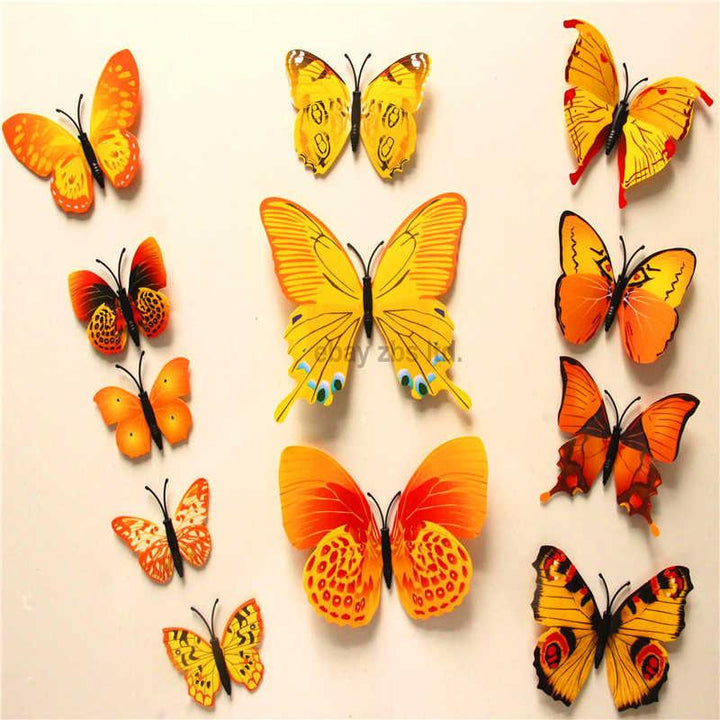 Butterfly 3D Veggklistremerker - 12 Stykker | Luvikno