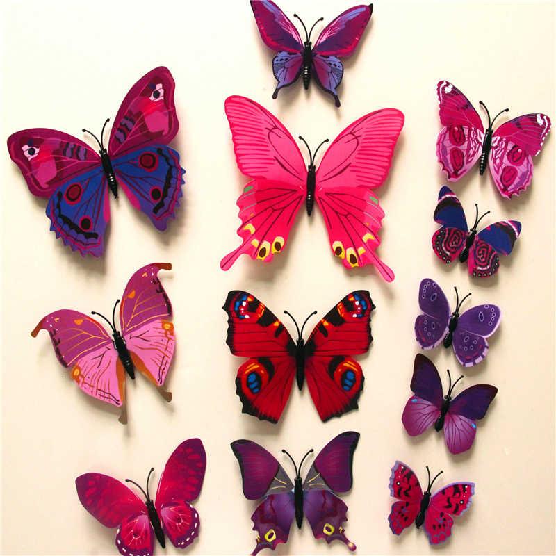 Butterfly 3D Veggklistremerker - 12 Stykker | Luvikno