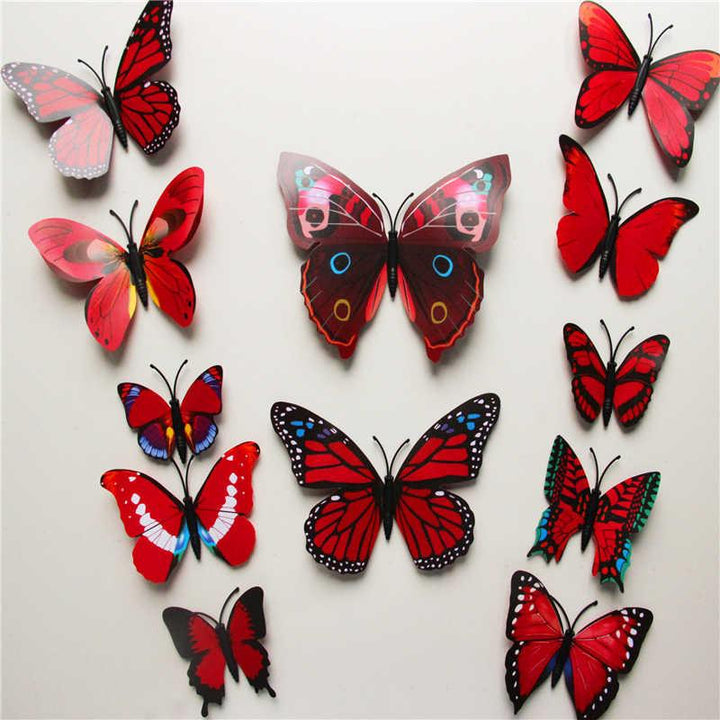 Butterfly 3D Veggklistremerker - 12 Stykker | Luvikno