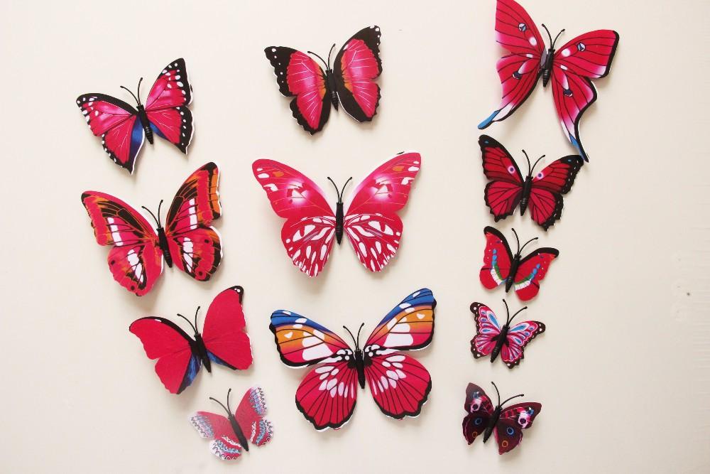 Butterfly 3D Veggklistremerker - 12 Stykker | Luvikno