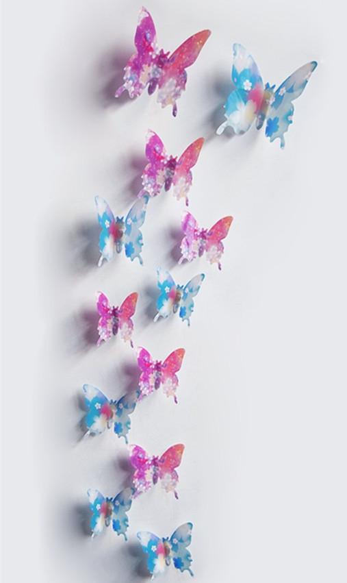 Butterfly 3D Veggklistremerker - 12 Stykker | Luvikno