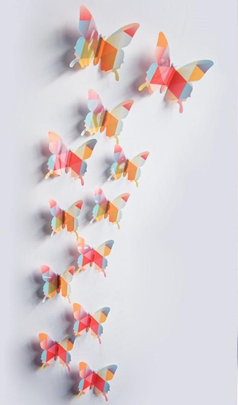 Butterfly 3D Veggklistremerker - 12 Stykker | Luvikno